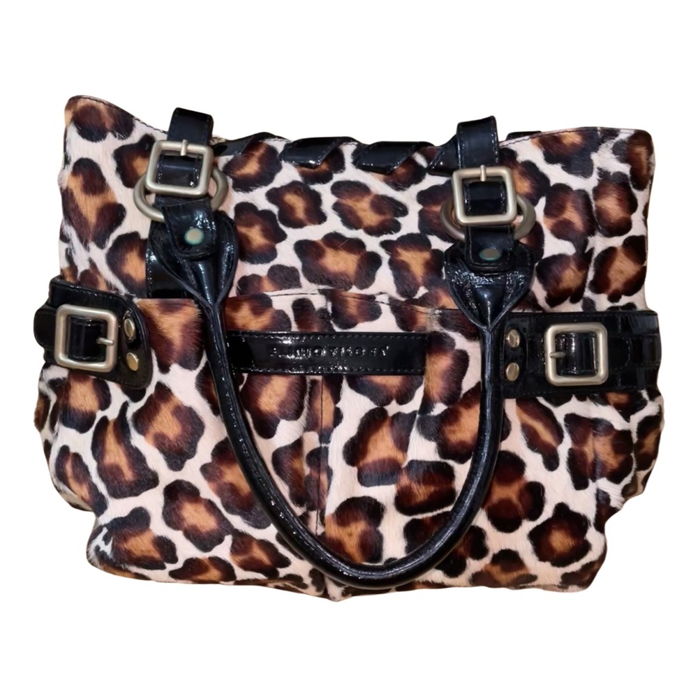 Plinio Visona Leopard & Patent Leather Italian Made Satchel Bag